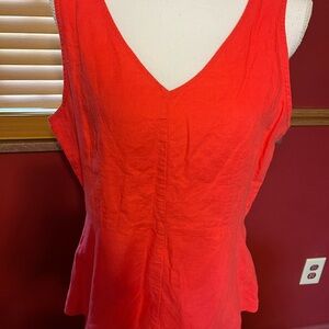 J. Crew Red Sleeveless Linen Peplum Top